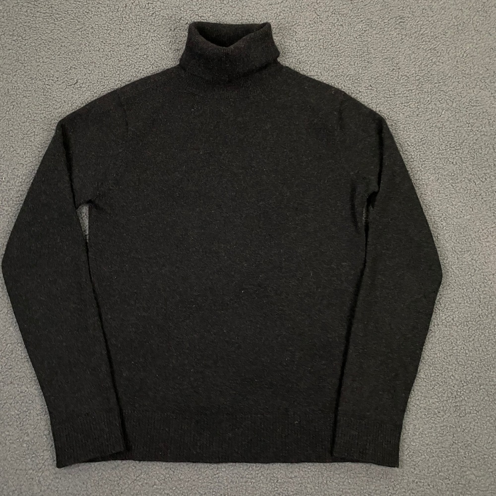 J.Crew Turtleneck Sweater Women Medium Black Cashmere Roll Neck Classic Knit